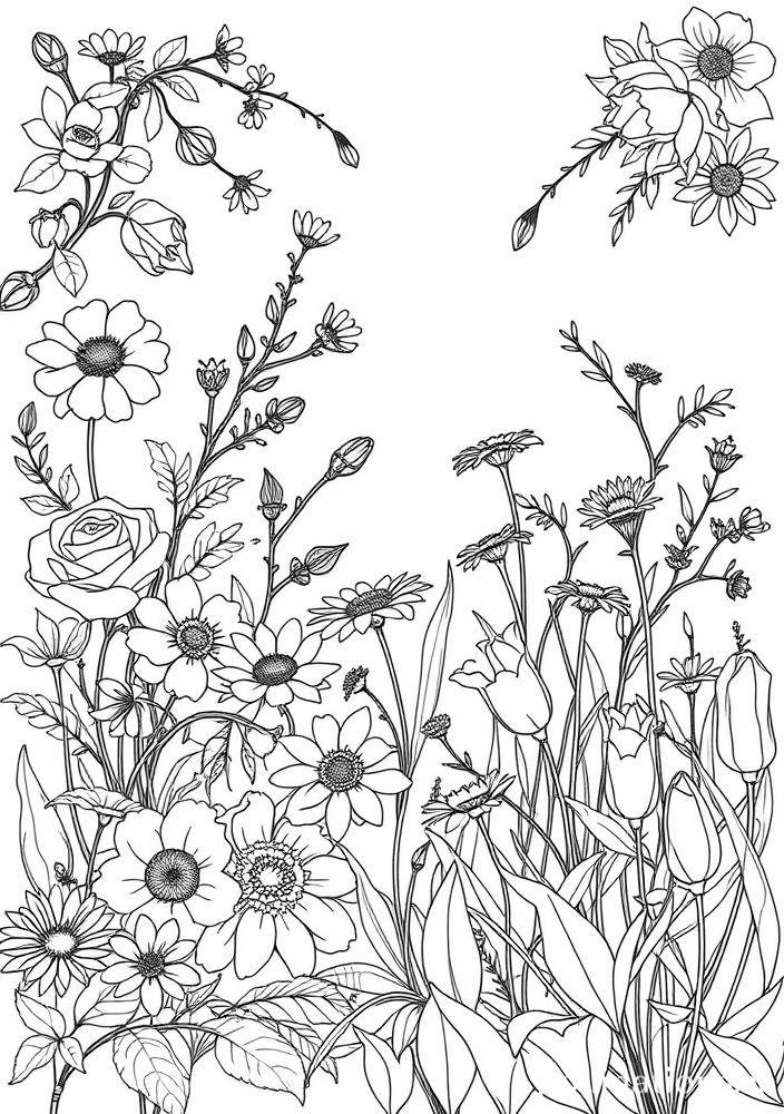 Desenho de Flores de Jardim para colorir