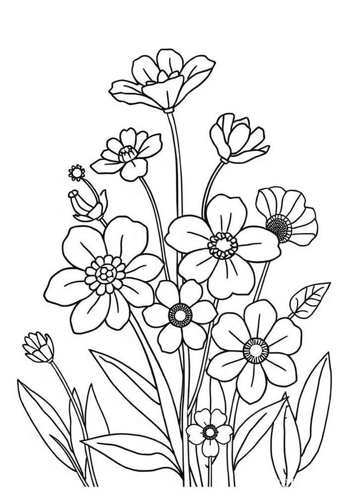 Desenho de Flores de Primavera para Colorir