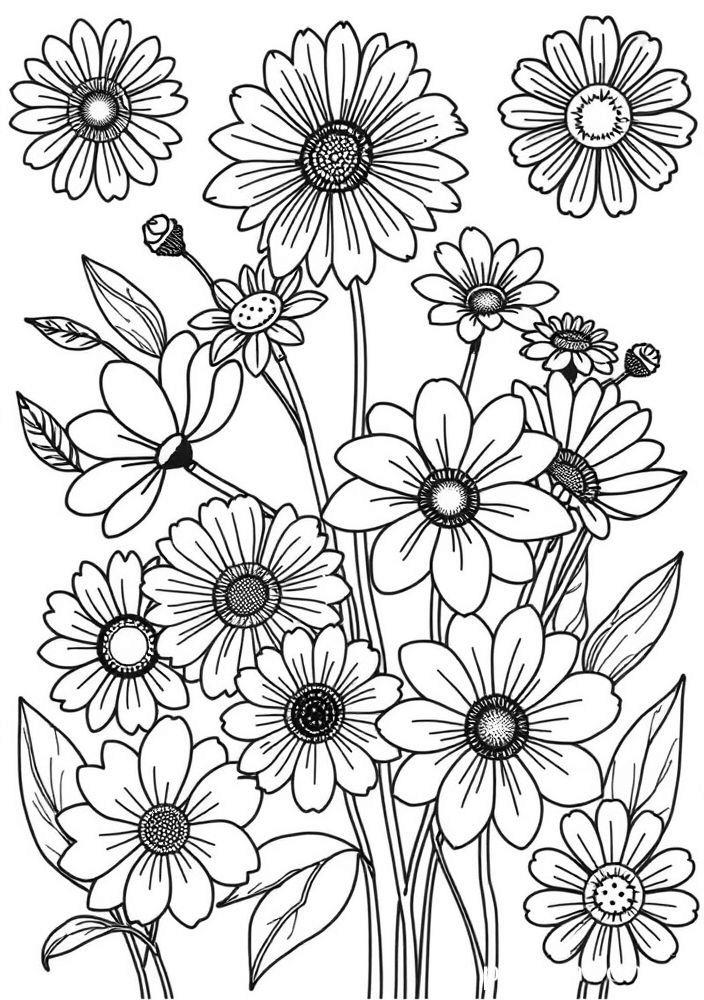 Desenho de Flores de Verão para colorir