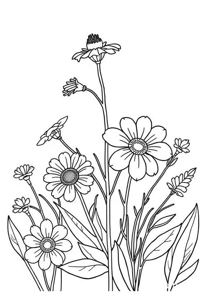 Desenho de Flores do Campo para Colorir