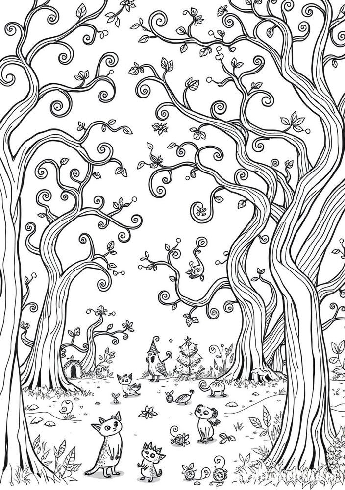 Desenho de Floresta Encantada para colorir