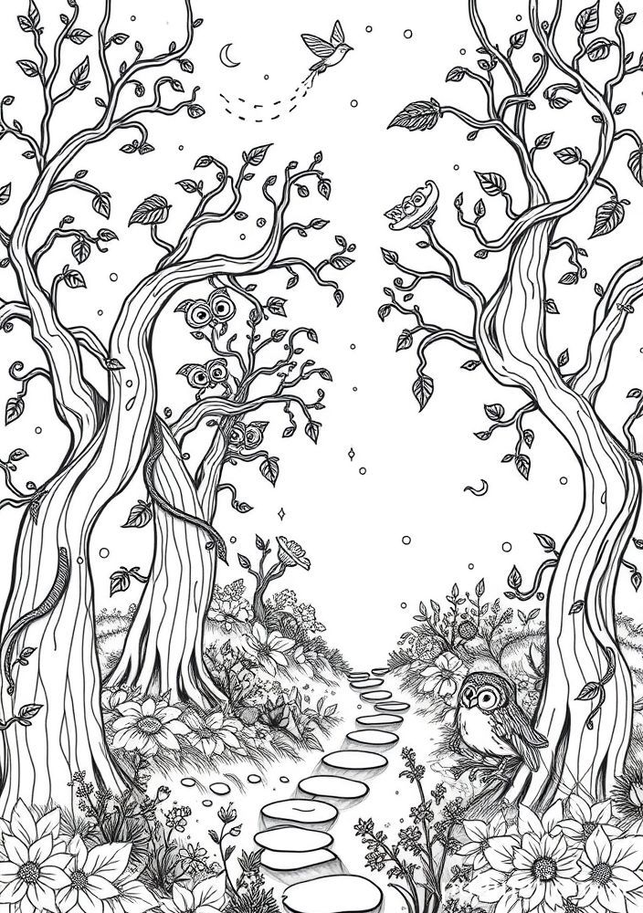 Desenho de Floresta Encantada para colorir