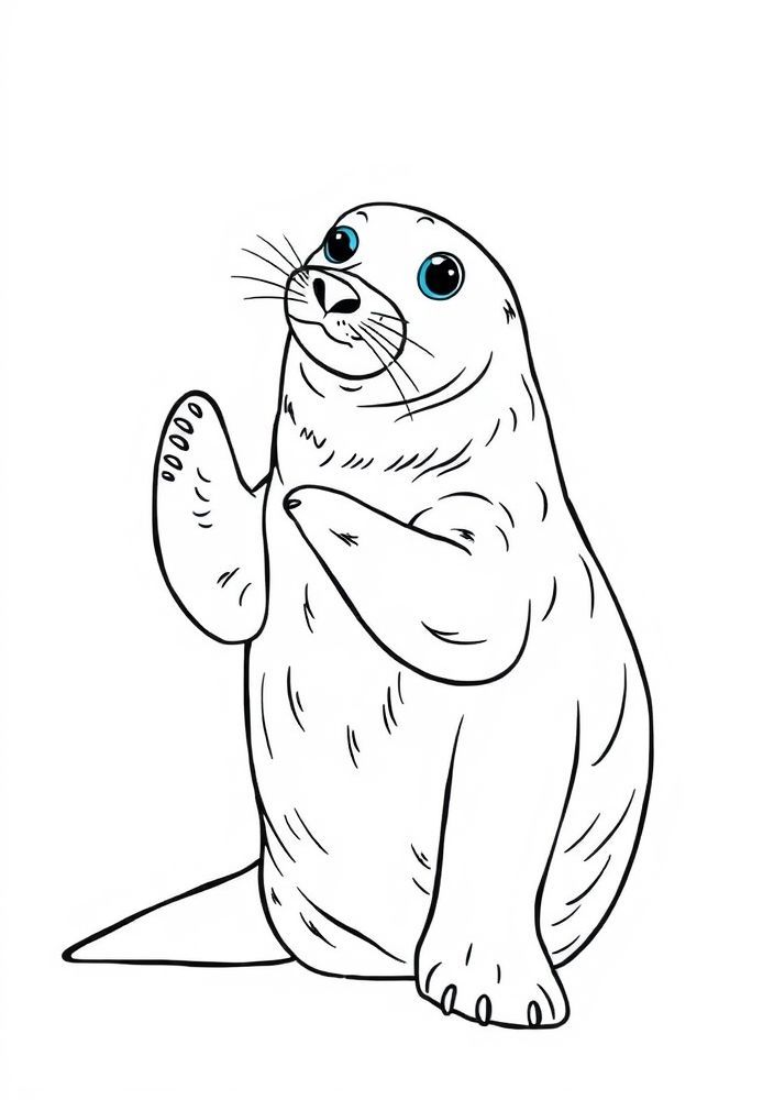 Desenho de Foca fazendo acrobacias para colorir