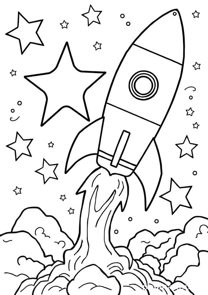 Desenho de Foguete Espacial para colorir