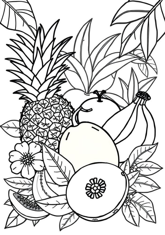 Desenho de Frutas Tropicais para colorir