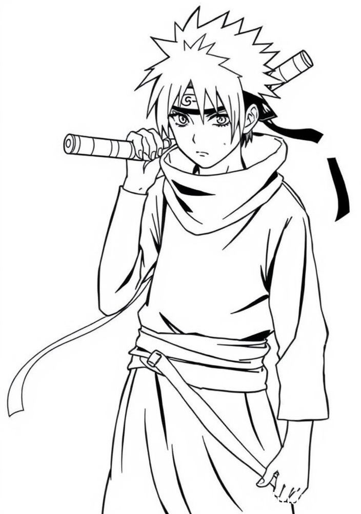 Desenho de Gaara com seu gourd para colorir