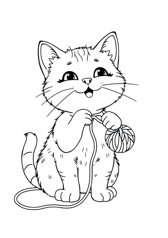 Desenho de Gato Brincalhão para Colorir