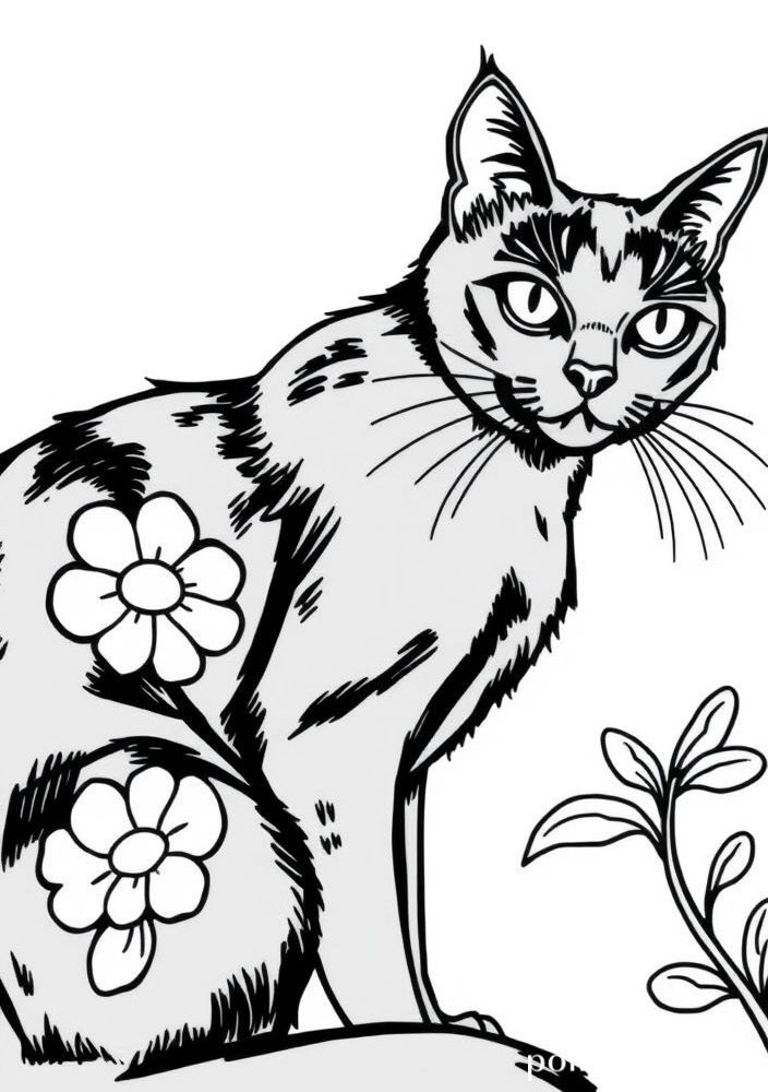 Desenho de Gato preto para colorir