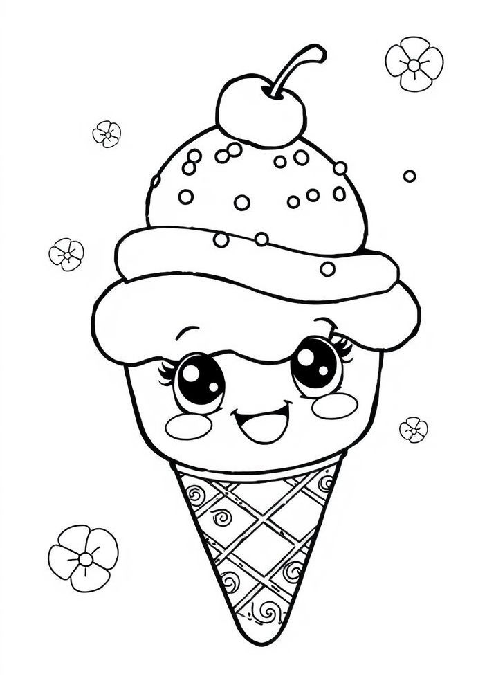 Desenho de Gelato Kawaii para colorir