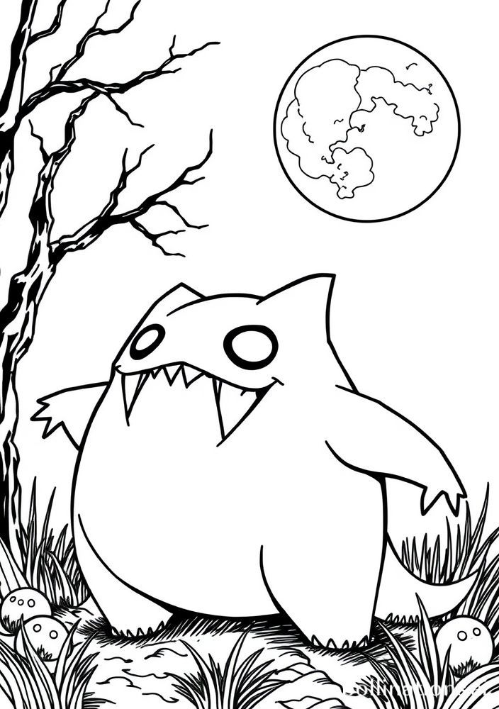 Desenho de Gengar em uma noite de Halloween para colorir