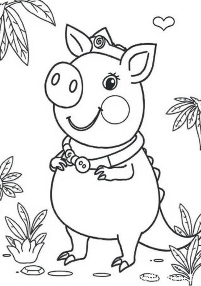 Desenho de George e seu tema de dinossauro para colorir