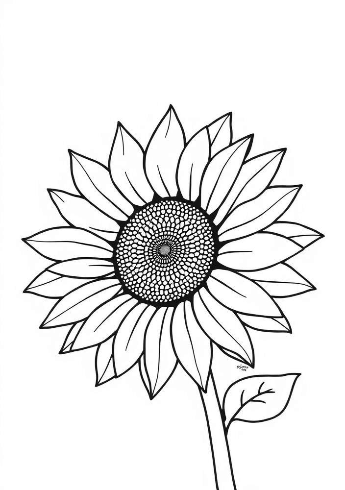 Desenho de Girassol Grande para Colorir