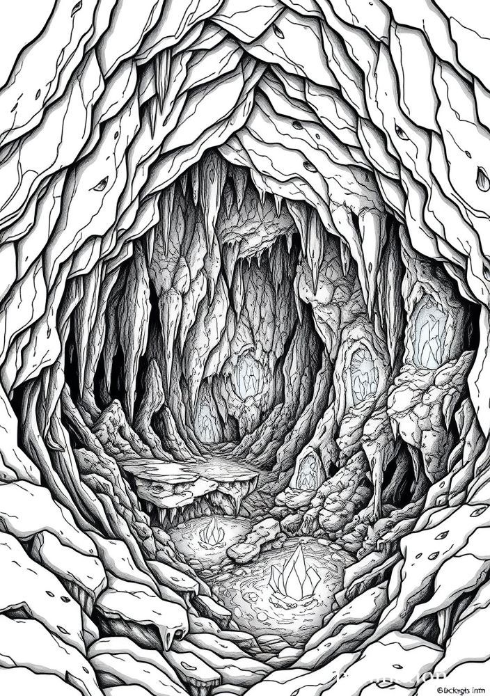 Desenho de Gruta Mística para colorir