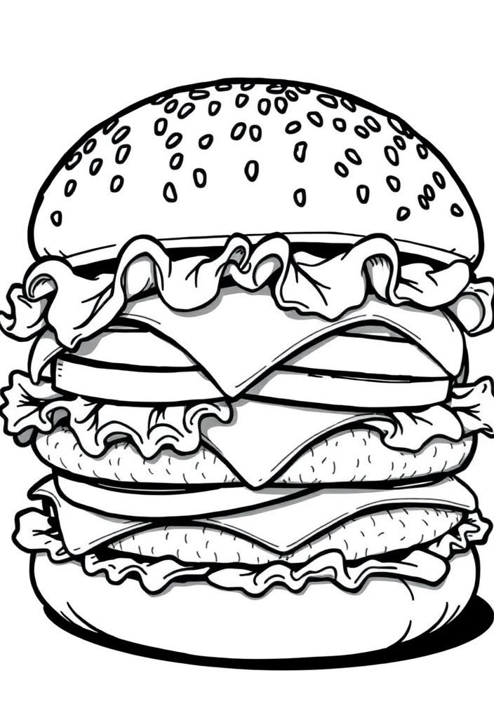 Desenho de Hambúrguer duplo para colorir