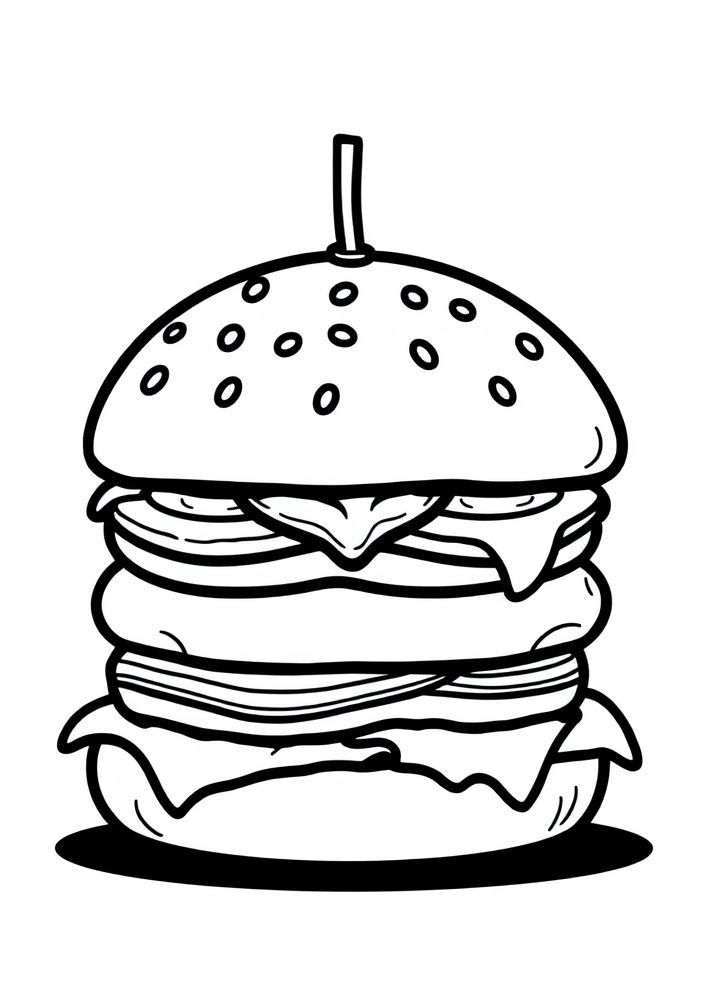 Desenho de Hambúrguer para Colorir