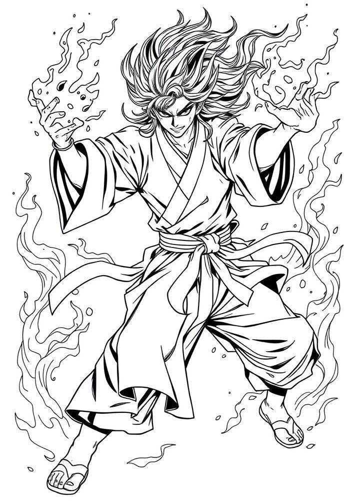 Desenho de Hashira do Fogo para colorir