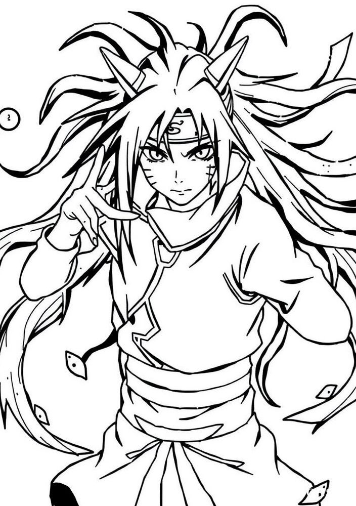 Desenho de Hinata com seu Byakugan ativado para colorir