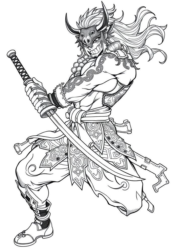 Desenho de Inosuke Hashibira para colorir