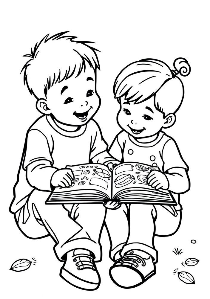 Desenho de Irmãos Brincando para colorir