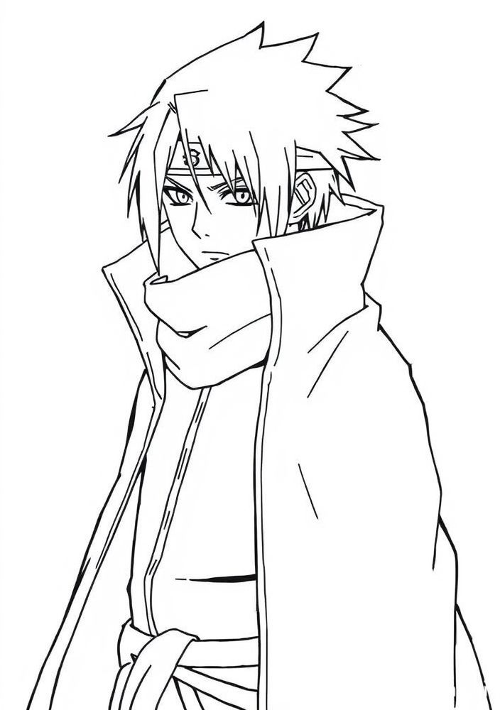 Desenho de Itachi com a Akatsuki para colorir