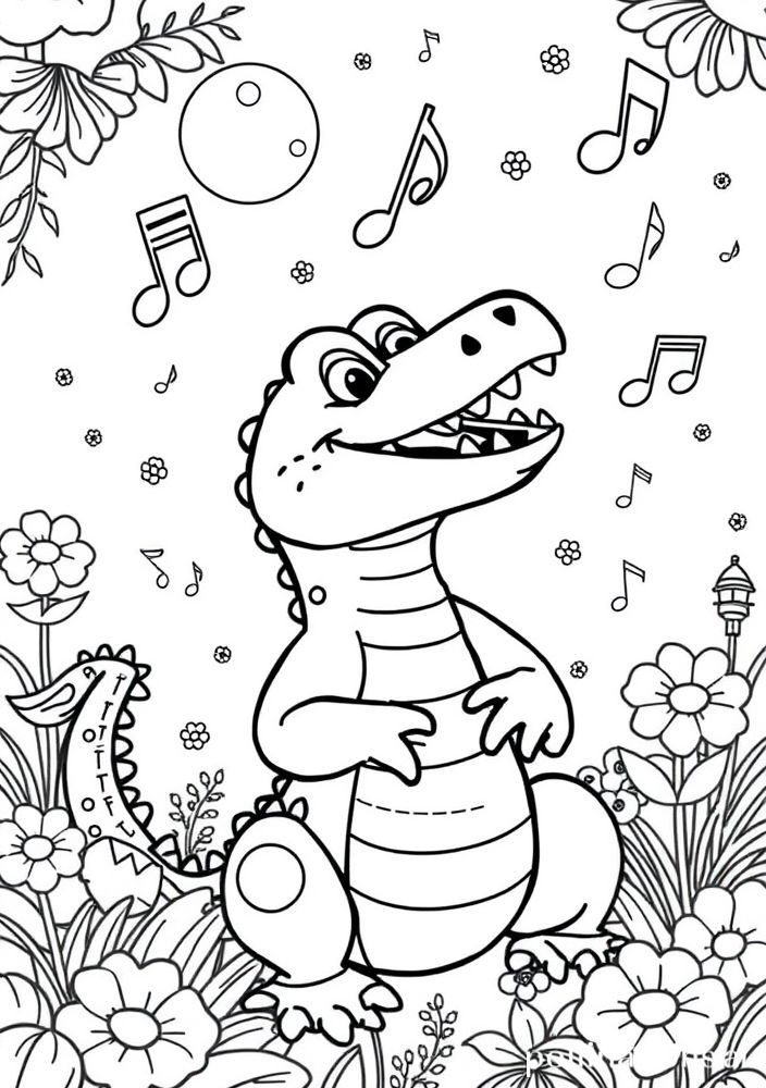 Desenho de Jacaré Cantando para colorir