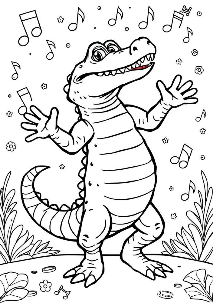 Desenho de Jacaré Dançarino para colorir