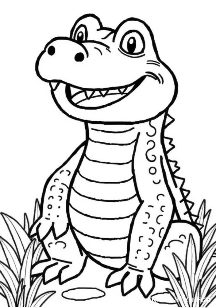 Desenho de Jacaré Sorridente para colorir