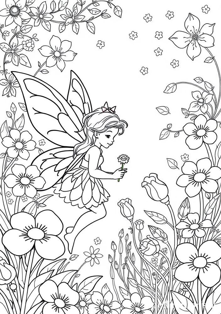 Desenho de Jainas e Flores para colorir