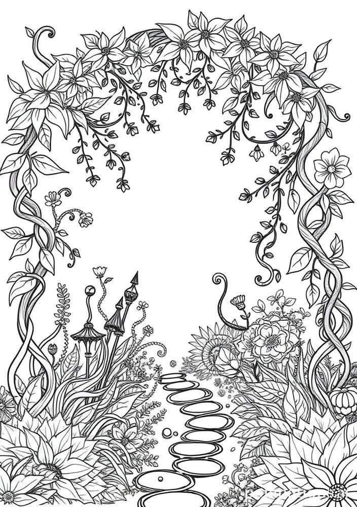 Desenho de Jardim Encantado para colorir