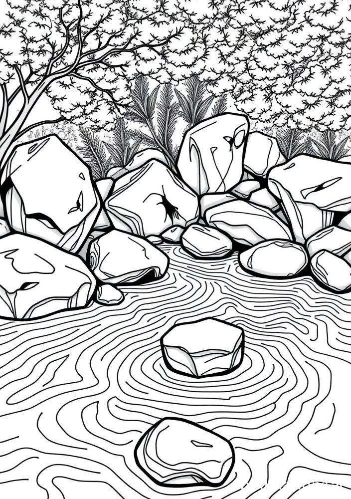 Desenho de Jardim Zen para colorir