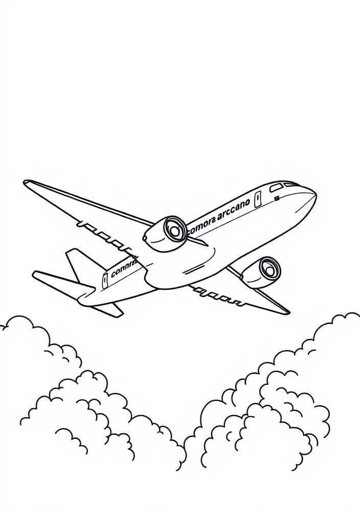 Desenho de Jato Comercial para Colorir