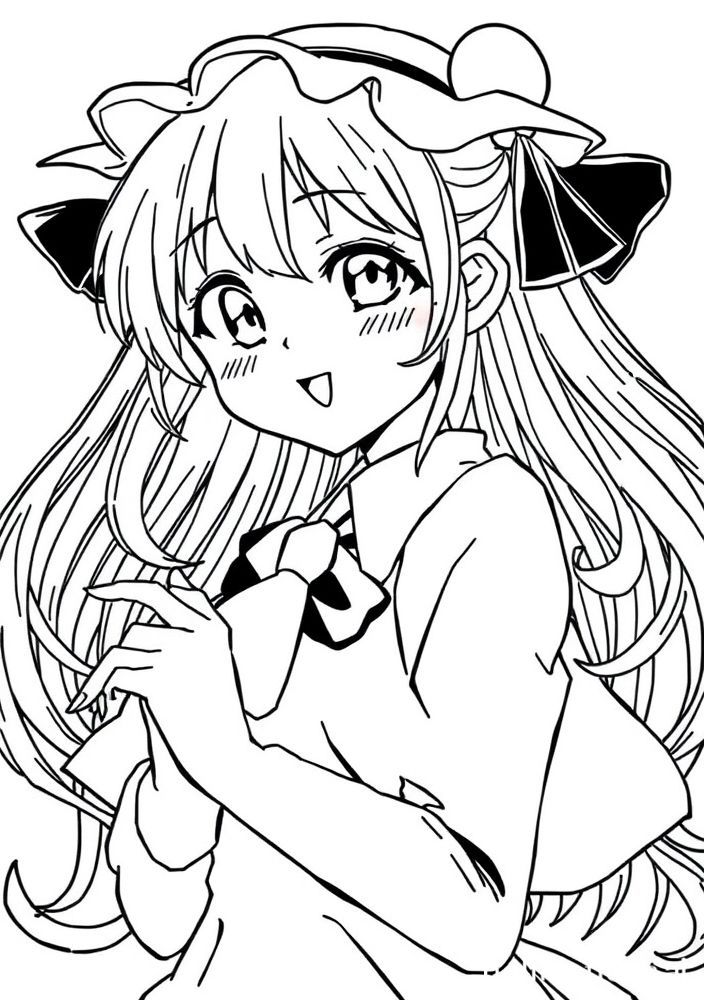 Desenho de Kanao Tsuyuri em um campo de flores para colorir