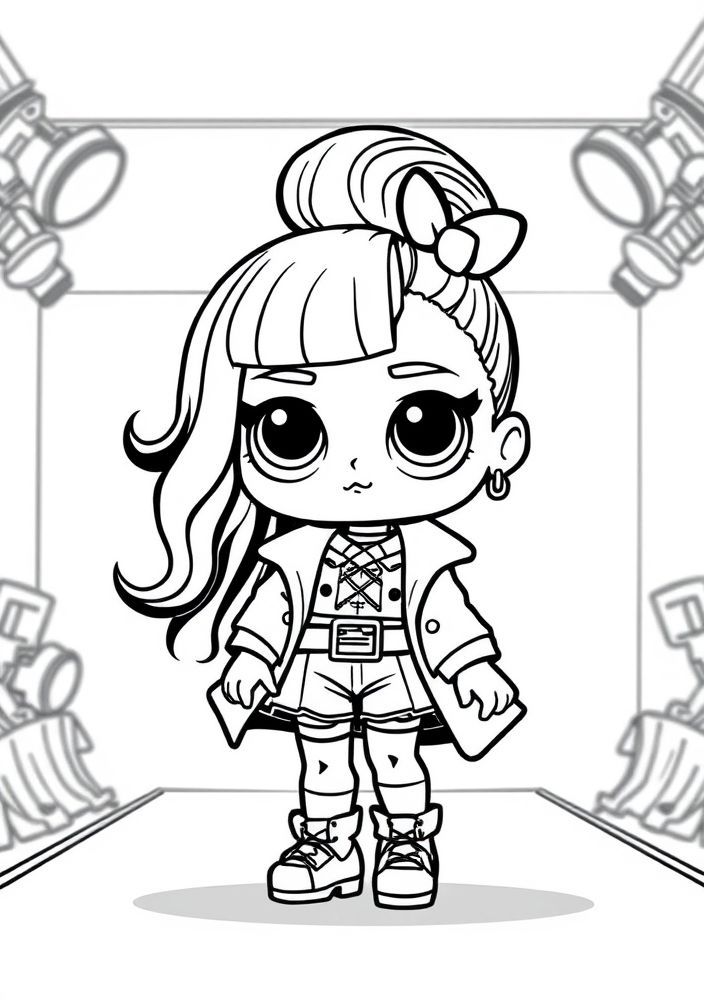 Desenho de LOL Surprise em um desfile de moda para colorir