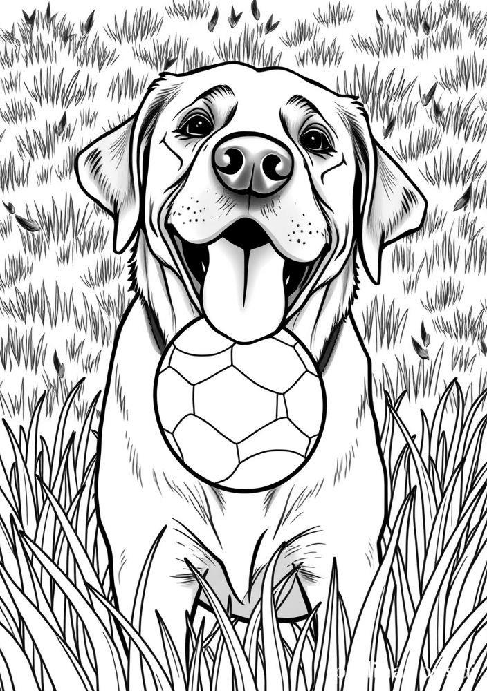 Desenho de Labrador com Bola para colorir