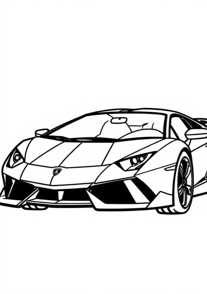 Desenho de Lamborghini ao estilo cartoon para colorir