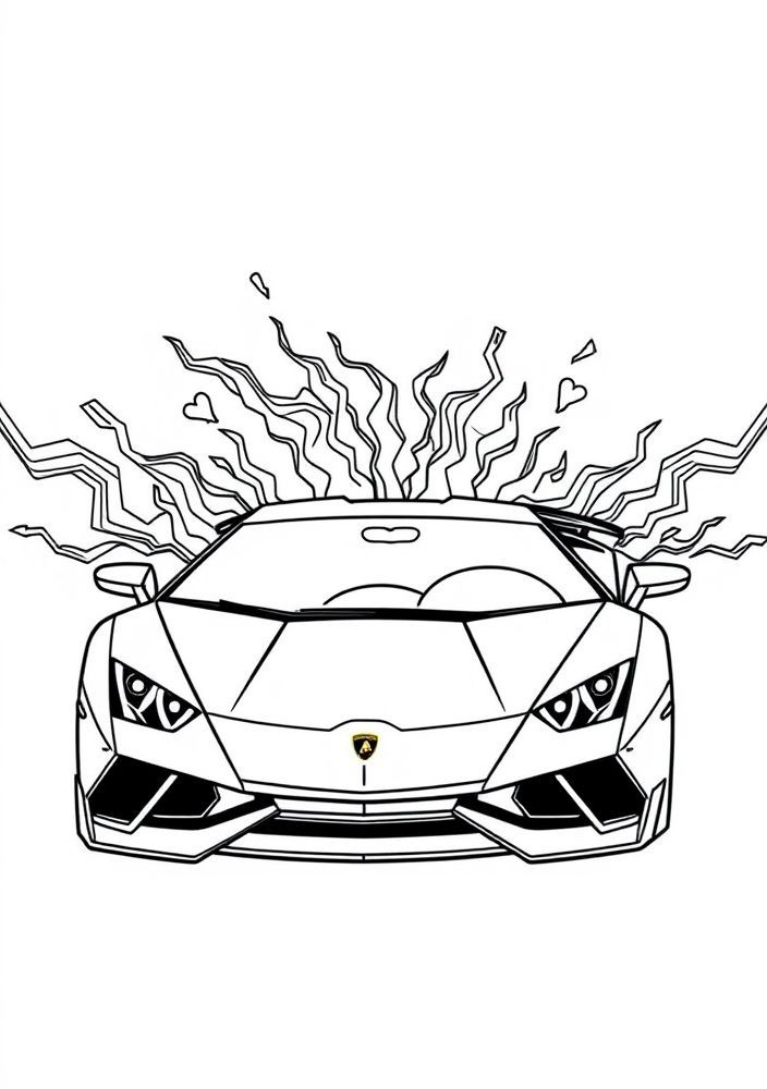 Desenho de Lamborghini e símbolos de velocidade para colorir