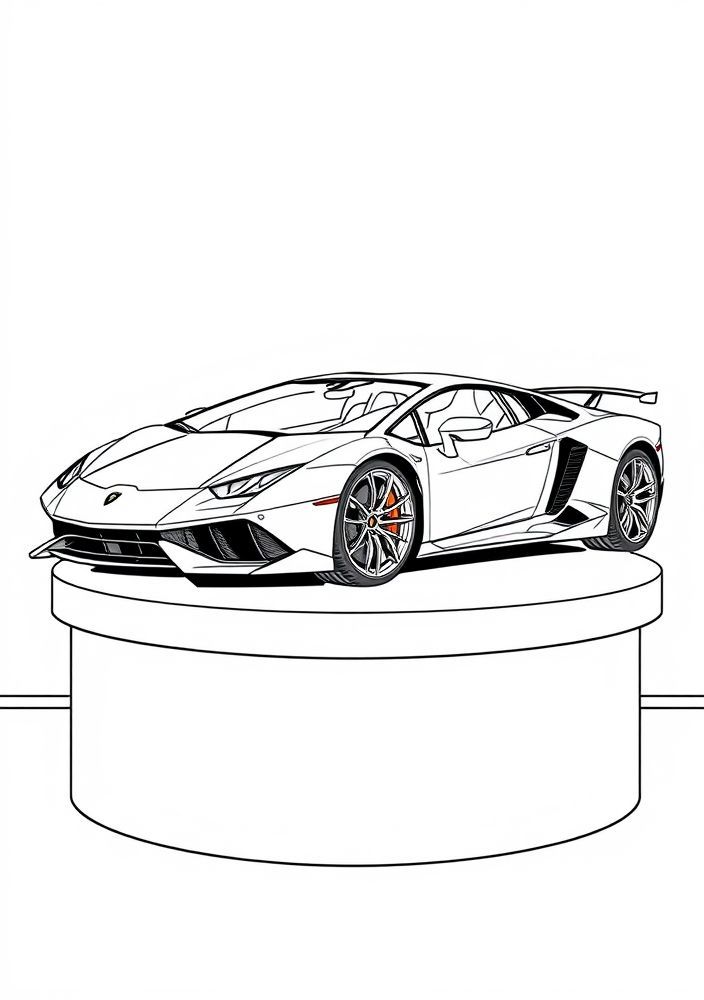 Desenho de Lamborghini em um pedestal para colorir