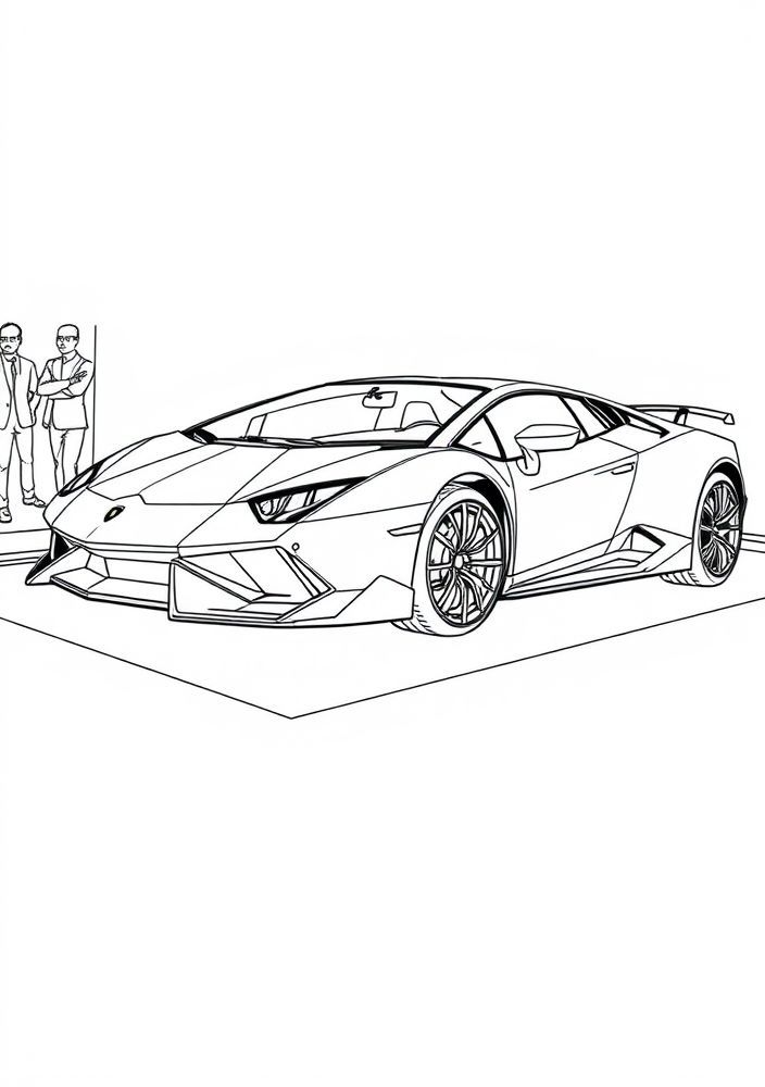 Desenho de Lamborghini em um show de carros para colorir
