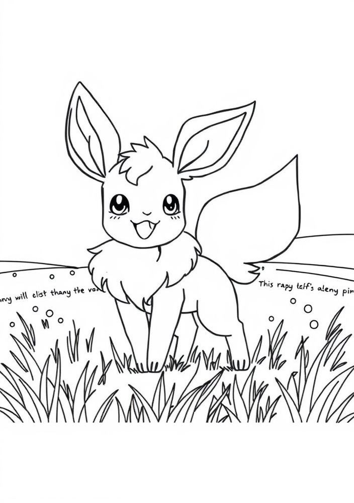 Desenho de Leafeon em um campo verde para colorir