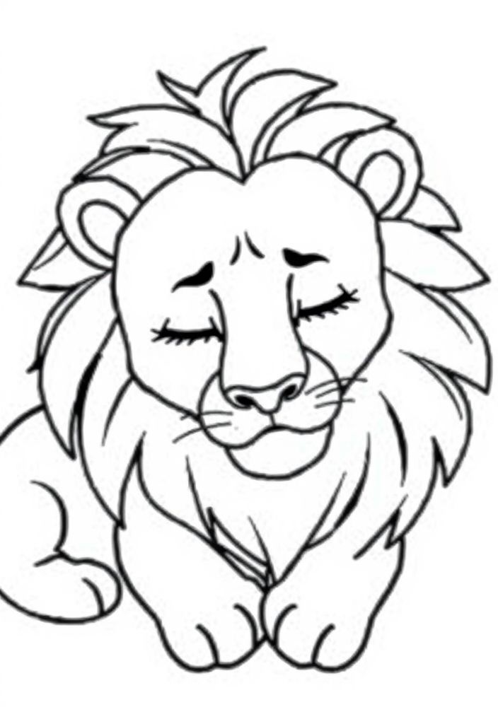 Desenho de Leão Dormindo para Colorir