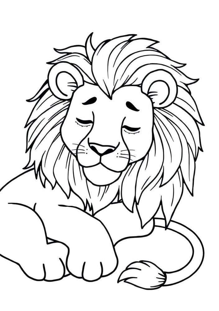 Desenho de Leão Dormindo para colorir