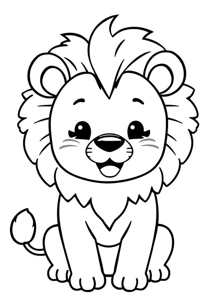 Desenho de Leão Kawaii para colorir