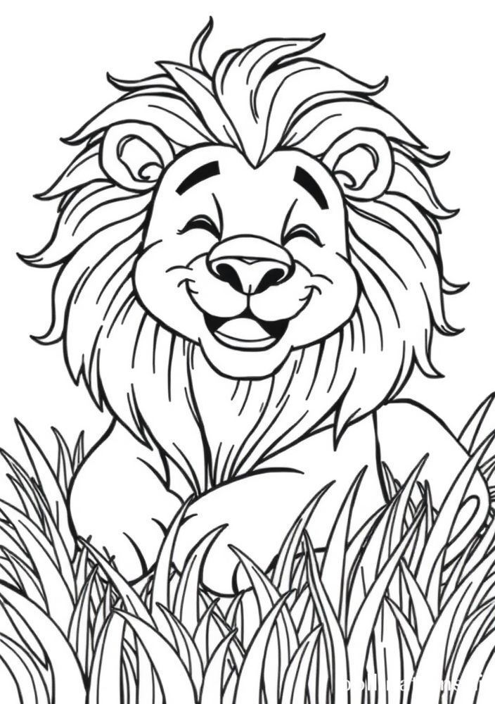 Desenho de Leão Sorridente para colorir