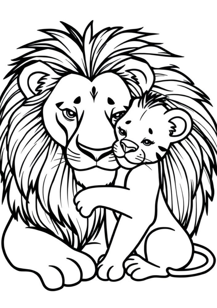 Desenho de Leão e Leoa Juntos para colorir