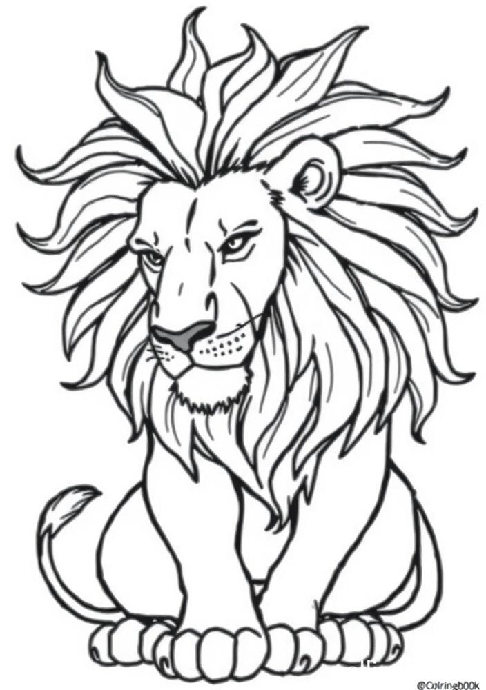 Desenho de Leão e sua Juba ao Vento para colorir