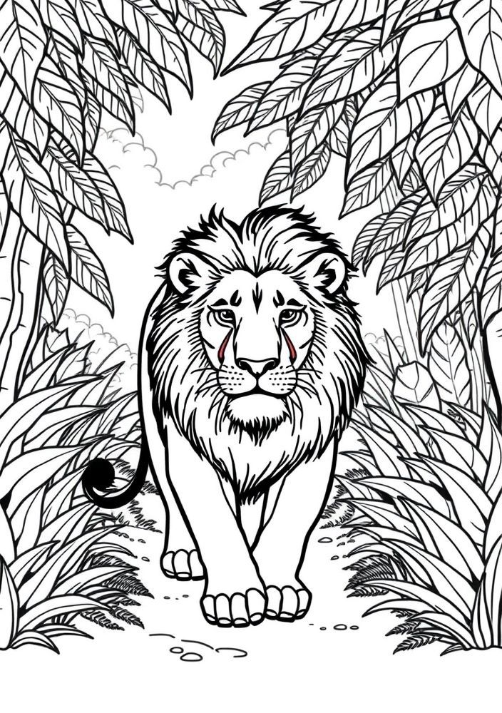 Desenho de Leão em Desfile de Natureza para colorir