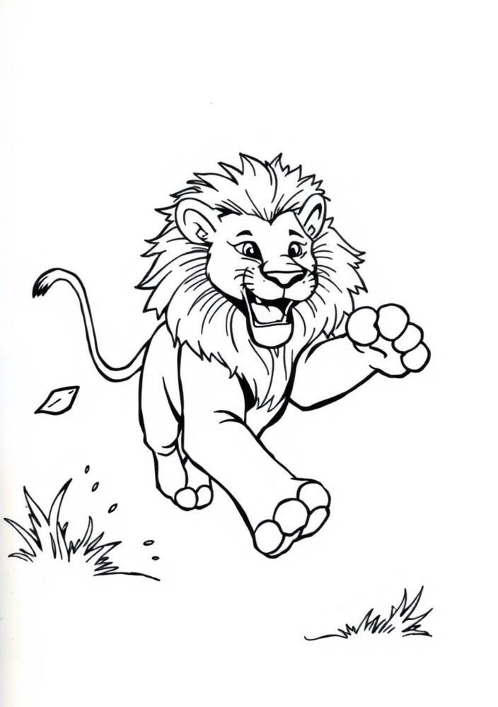 Desenho de Leão em Movimento para Colorir