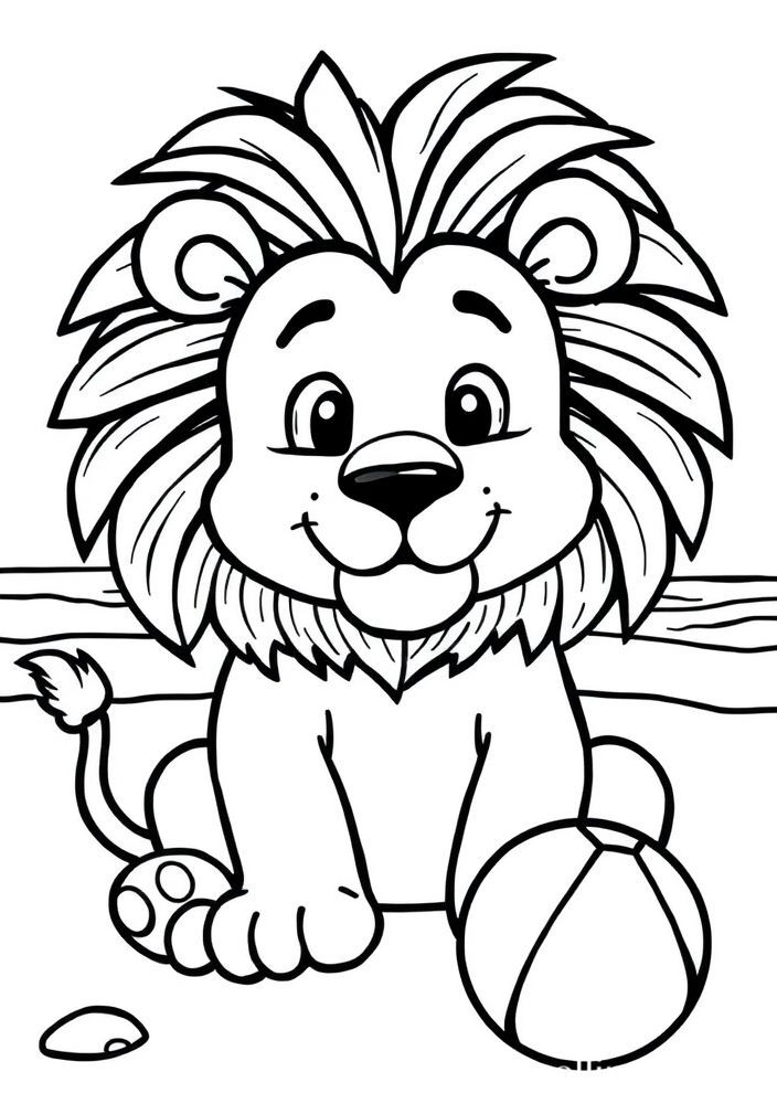 Desenho de Leão em um Dia de Praia para colorir