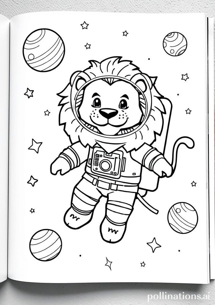 Desenho de Leão no Espaço para colorir