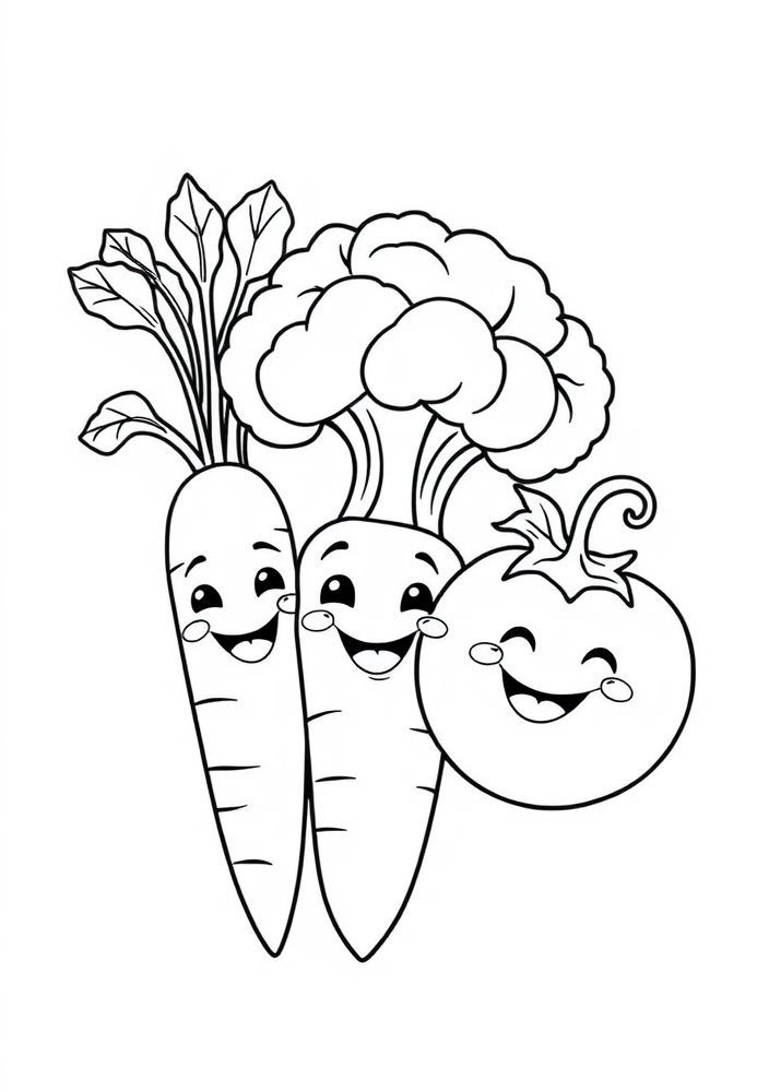 Desenho de Legumes Kawaii para colorir